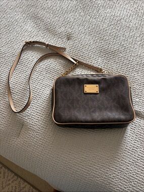 Michael Kors Brown and Tan Signature Crossbody Bag
